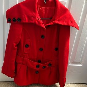 H&M big collar belted jacket/coat size 8